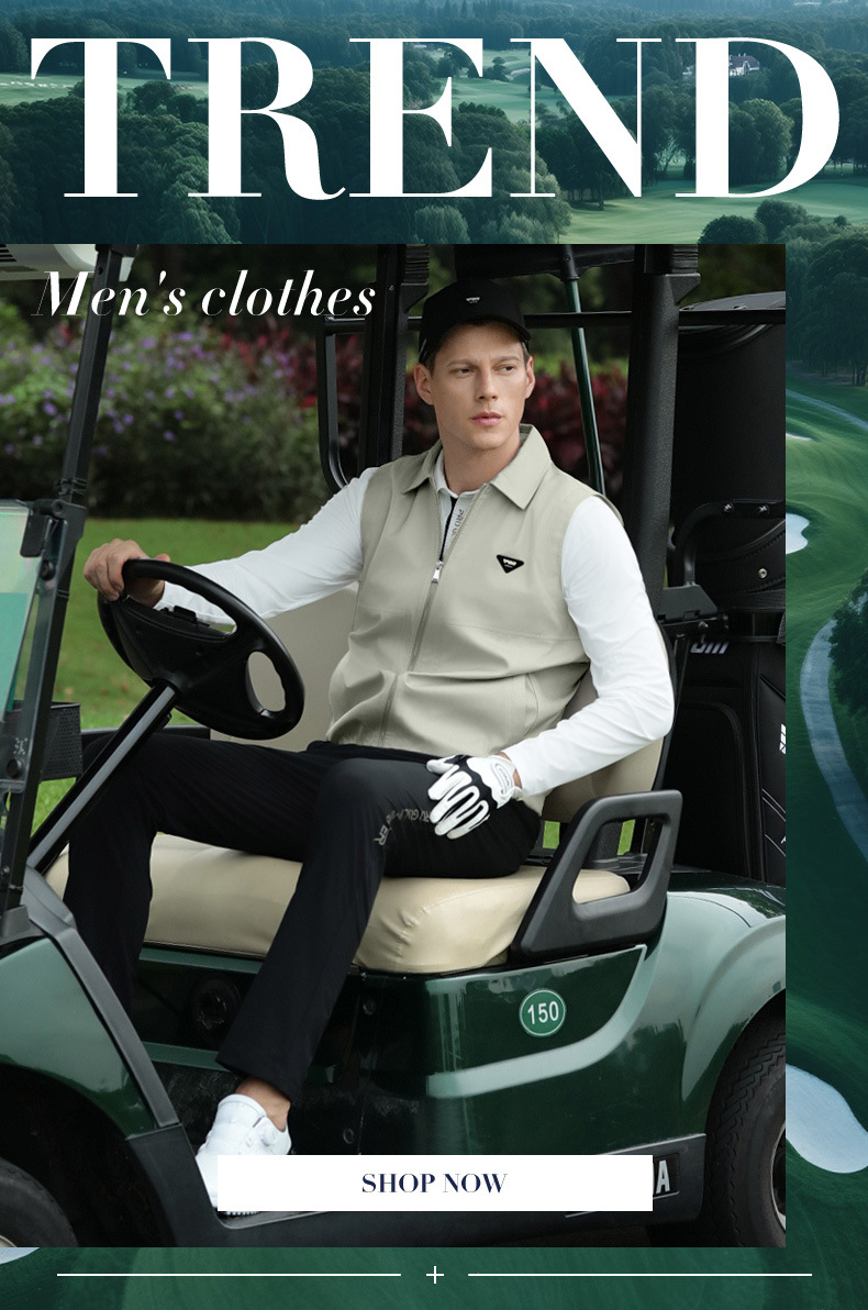 Áo vest golf nam chống gió dệt kẻ sọc khóa kéo mùa thu đông — Áo vest màu cam [dệt kẻ sọc/khóa nhiệt độ chống gió/viền đàn hồi] YF815 chi tiết 1