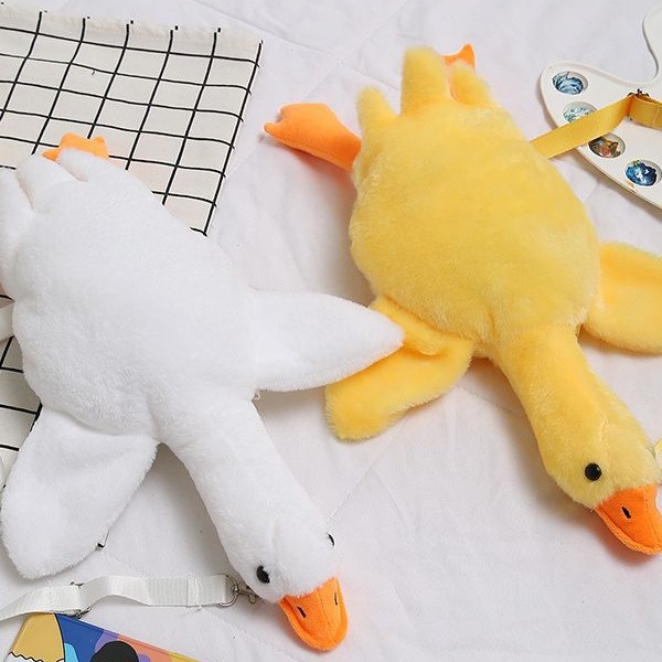 卡通可爱大白鹅毛绒公仔玩偶包新款可爱单肩包抓机娃娃斜挎外贸包