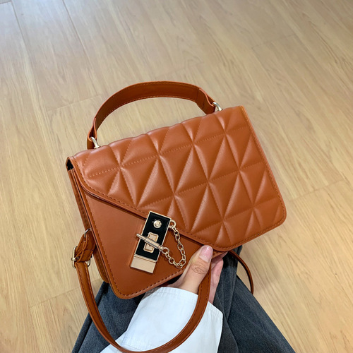 Autumn New Retro Solid Color Small Square Bag Women's Trendy Fashion Versatile Crossbody Bag Western Style Diamond Simple Handheld Bag for Women