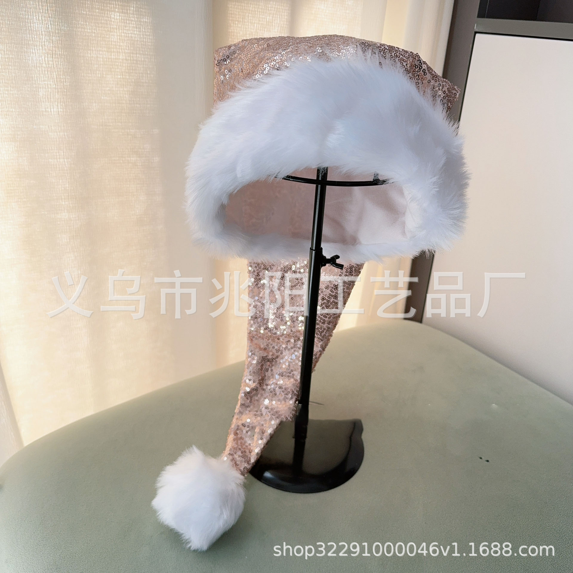 24 nuevos sombreros de Navidad largos transfronterizos 75 cm adultos sombreros de Navidad de color champaña sequillas decoraciones de Navidad