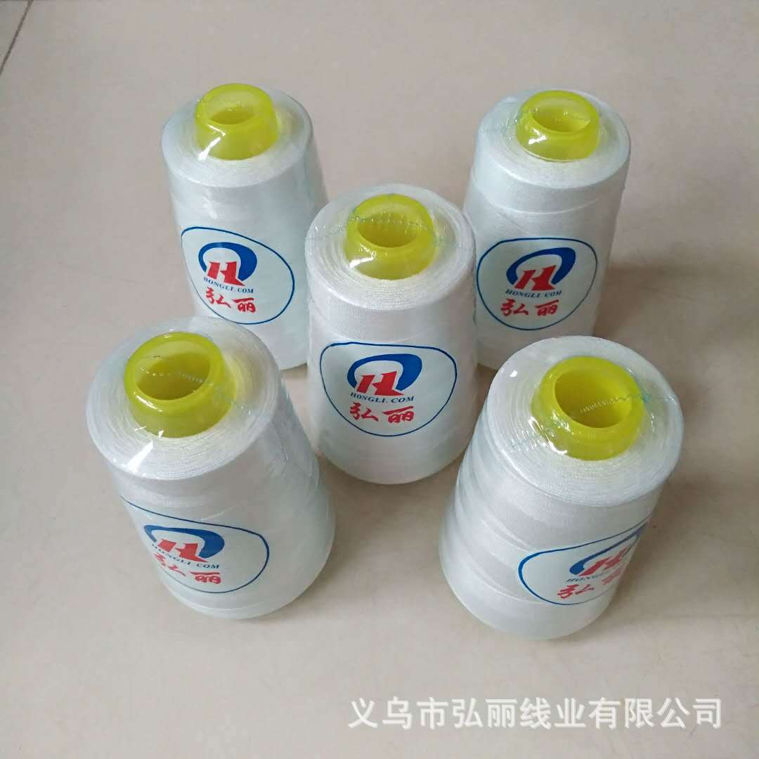 도매 하이 퀄리티 매듭없는 머리없는 흰색 표백 색상 폴리 에스테르 탑 실 402 바느질 실 3000 야드