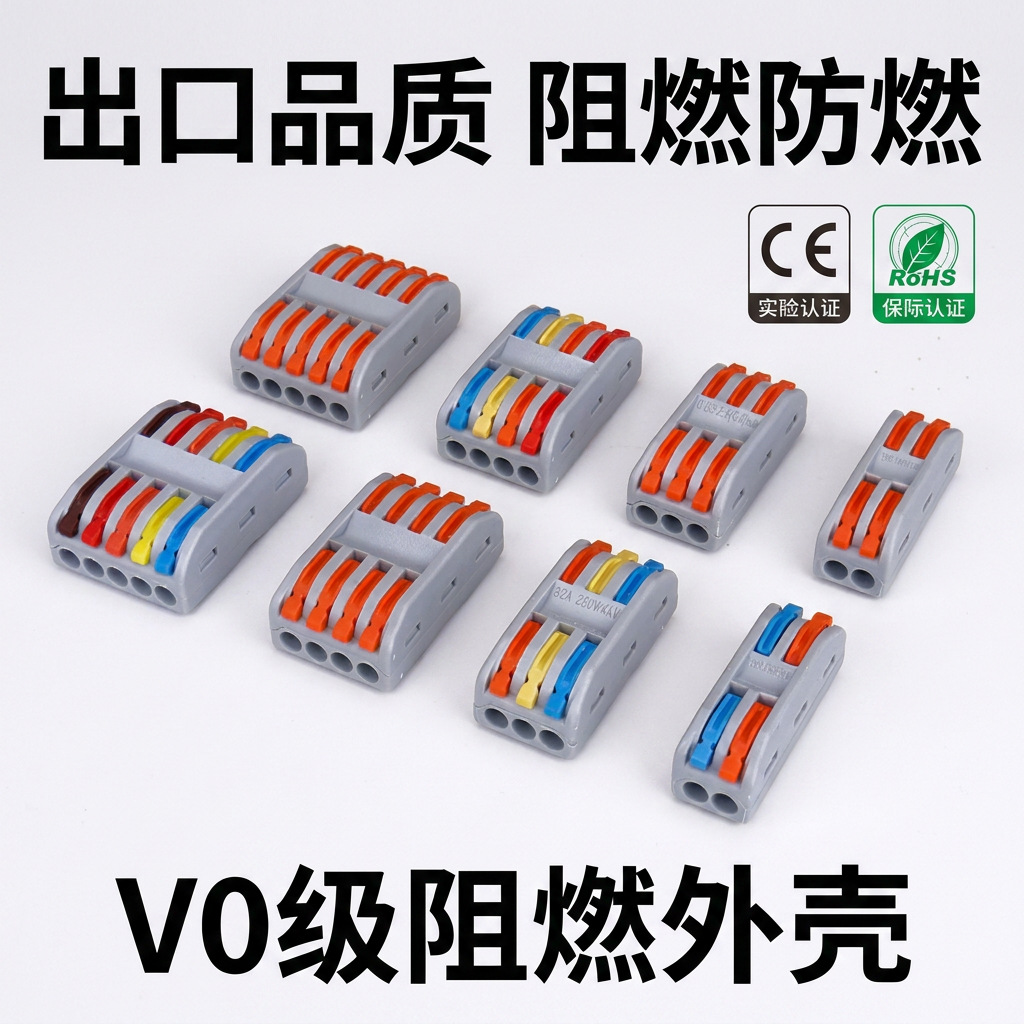 灯具连接器软硬线电线接头按压式对接彩色分线器快速接线端子PCT2