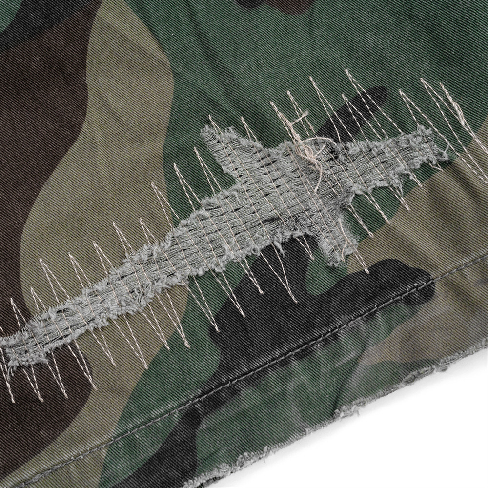 Spodnie z szerokimi nogawkami i prostymi nogawkami, z szerokimi nogawkami i przetarciami, w stylu kamuflażowym dla mężczyzn, modne i modne w pracy_voghion.com