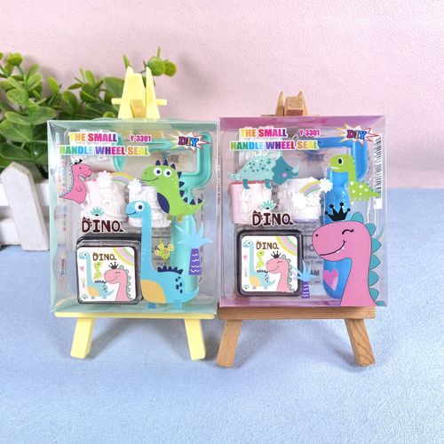 Children's Cartoon Roller Stamp Ink Pad Set Handle Primary School Kindergarten Small Gift Stamp Toy Wholesale