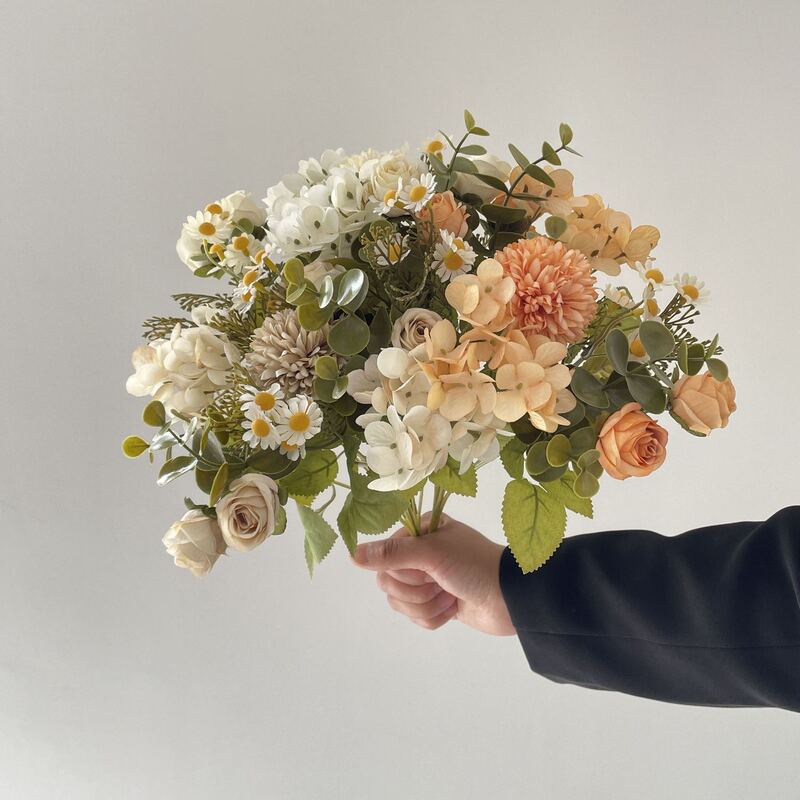 Artificial Rose, Chrysanthemum, Peony, Hydrangea Fake Flowers, Decorative Bouquets, Living Room Decoration, Wedding Bouquets, Manufacturer Wholesale
