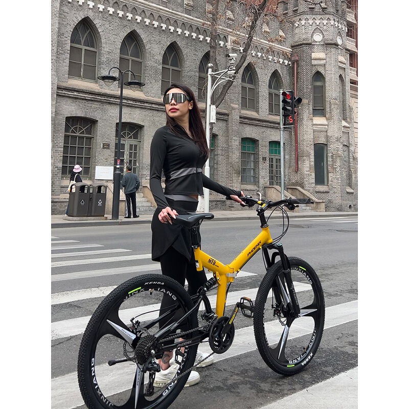 Phoenix Folding Soft-Tail Mountain Bike Double Shock-Absorbing Men's and Women's Off-Road Racing Youth Student Adult Bicycle