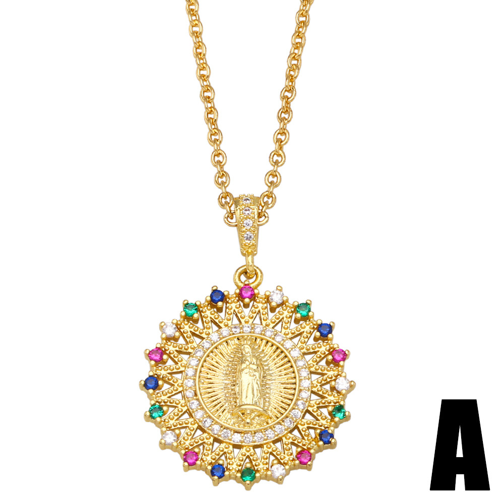 Fashion Moon Copper Pendant Necklace Inlay Zircon Copper Necklaces