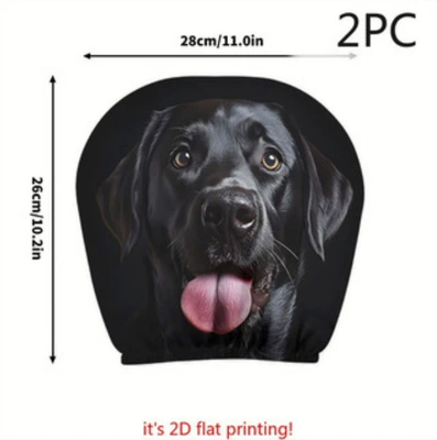 Sürətlər qutusu və əl tormozu başlıqları — Printed Headrest Covers for Cars - tongue-out-labrador-2-pack