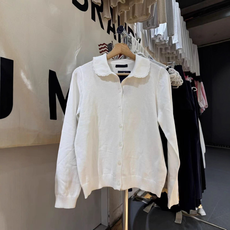 Bm Preppy Style Doll Collar Knitted Cardigan Women's Bm Pure Lust Style Button Sweater Versatile Age-Reducing Single-Breasted Jacket