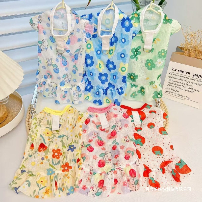 狗狗夏季透气连衣裙子大狗狗衣服猫咪泰迪柯基金毛小中大型犬裙子