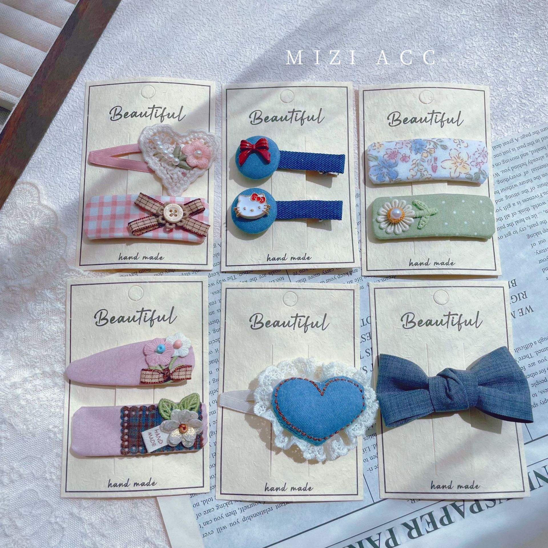 日韩甜美蝴蝶结发夹秋冬森系ins风少女感鸭嘴夹边夹碎发夹发饰