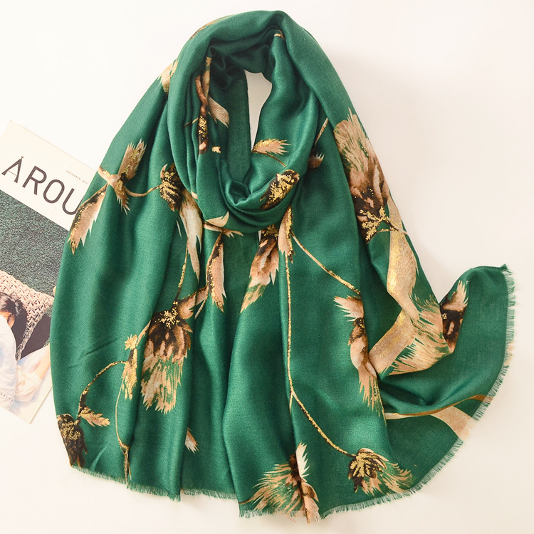 Otoño e invierno estilo coreano versátil moda satén algodón bronceado bufanda de seda volante cálido chal decorativo de algodón y lino sensación bufanda