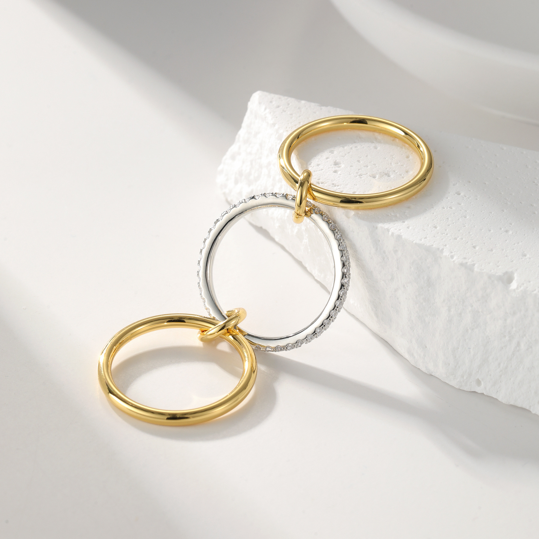 Oval Cz Engagement Ring And Stackable Set In Sterling Silver_voghion.com