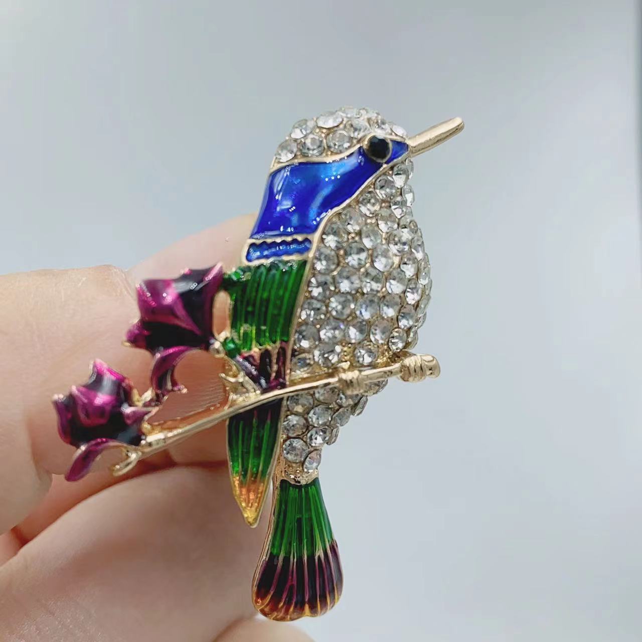 Alloy Material Luxurious Pin Alloy Enamel Inlay Rhinestones Unisex Corsage