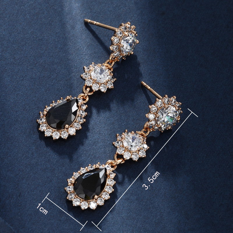 Xupe joyería europea y americana nueva gota de agua pendientes de circón super brillante nupcial boda pendientes mujer romántica boda pendientes