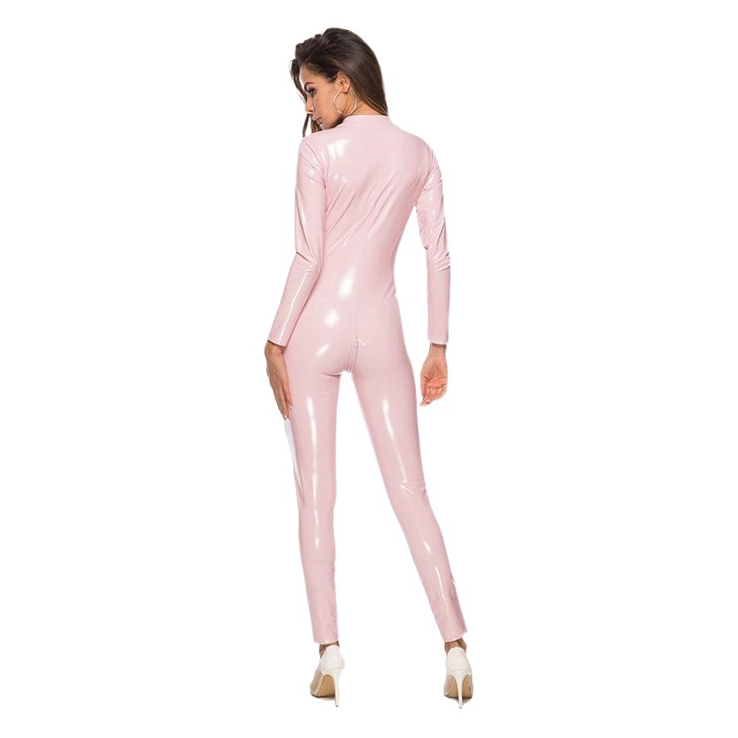 Utopia Oily Patent Leather Pu Leather Mirror Sexy Intimates for Women with Zippered Crotch Nightclub One-Piece Corset Tight