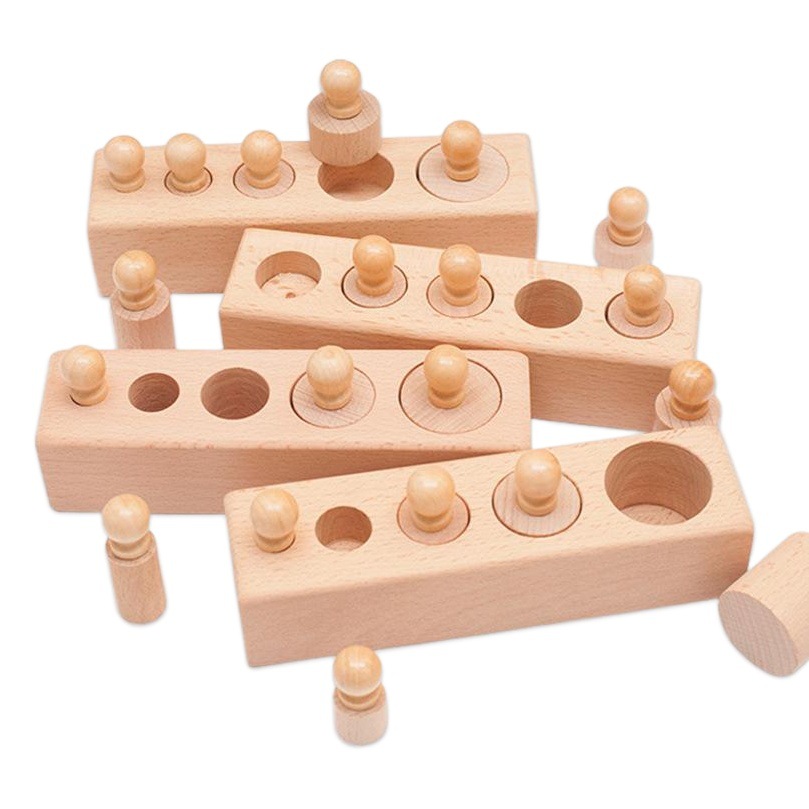 Enchufe de material didáctico sensorial Montessori Cilindro de haya Montessori Kindergarten Educación temprana para niños Edición familiar Montesai