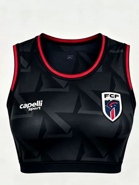 Factory direct bamboo fiber women's short football sports vest, FCF fan cropped breathable fitness training vest
