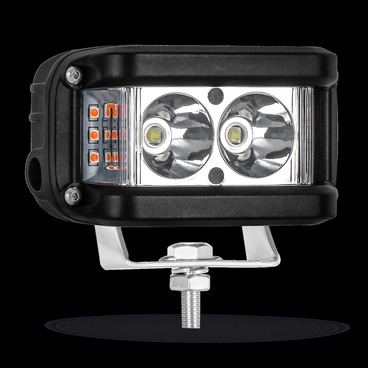 Transfronterizo de 4 pulgadas tres lados iluminados motocicleta led faro 30W super brillante foco impermeable luz de advertencia blanca amarilla image 1