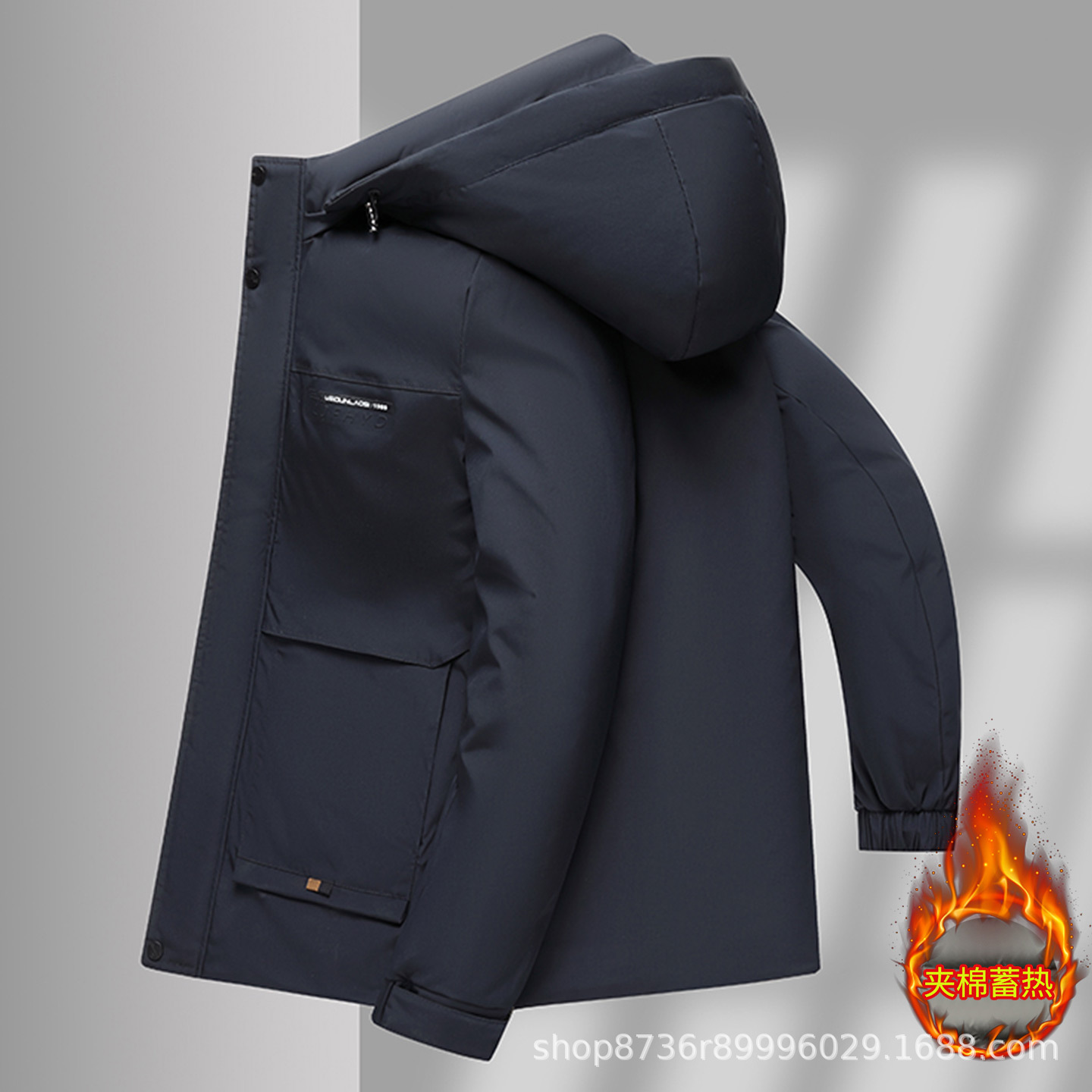 Foreign trade cross-border men's thickened cotton jacket, winter windproof, water-resistant, cold-resistant, heat-locking casual cotton coat
