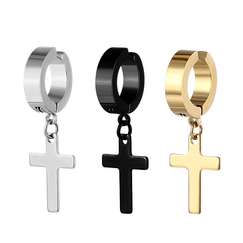 Simple Style Cross Titanium Steel Plating Ear Clips 1 Piece display picture 1