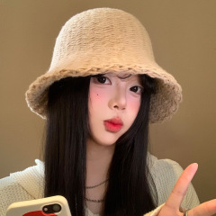 日系复古针织渔夫帽女2025新款显脸小百搭水桶帽秋冬大头围盆帽子