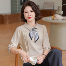 中年妈妈装气质宽松上衣50岁洋气中老年时尚女装毛衣针织打底衫