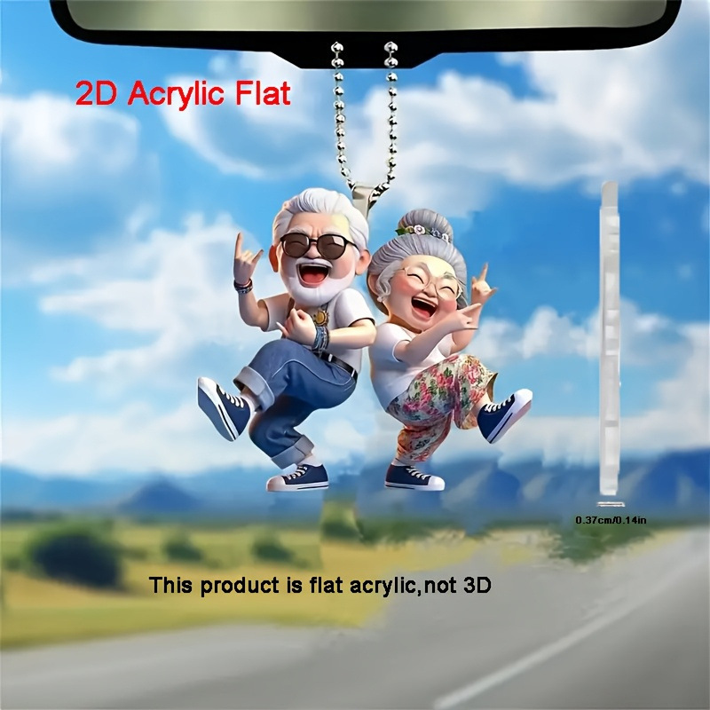 跨境新款亚克力平面创意装饰品汽车后视镜装饰挂件