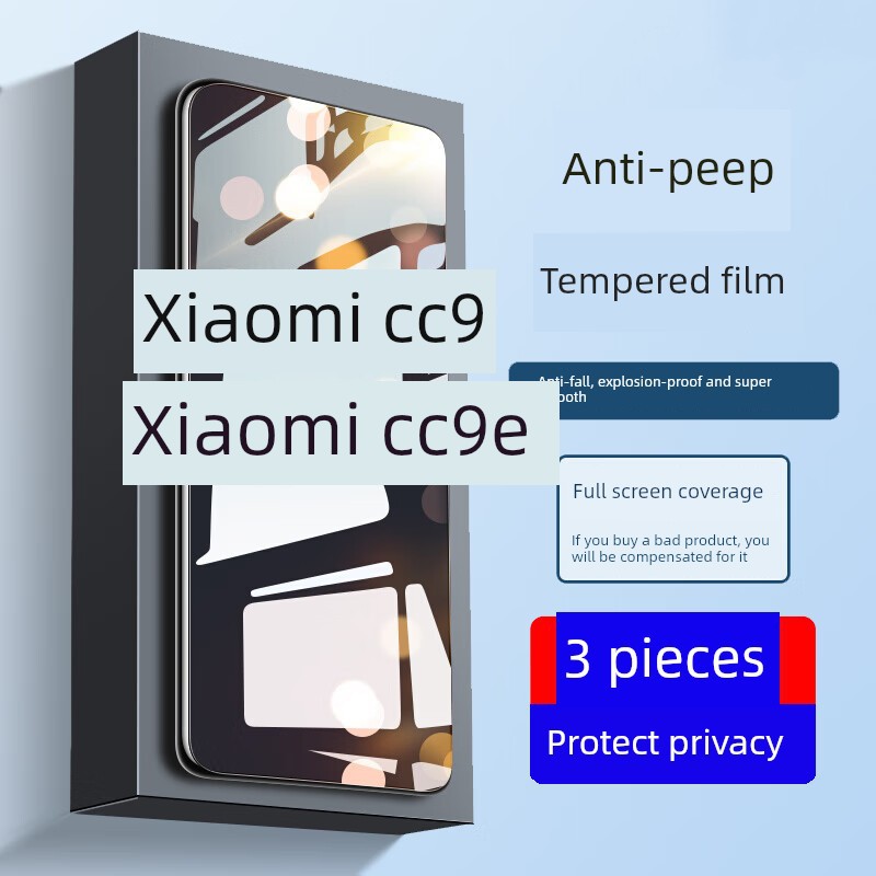 Suitable for B Xiaomi Cc9 Privacy Film Xiaomi Cc9E Full Screen Coverage Tempered Film Anti-Fall Anti-Theft Anti-Peep Mobile Phone Film