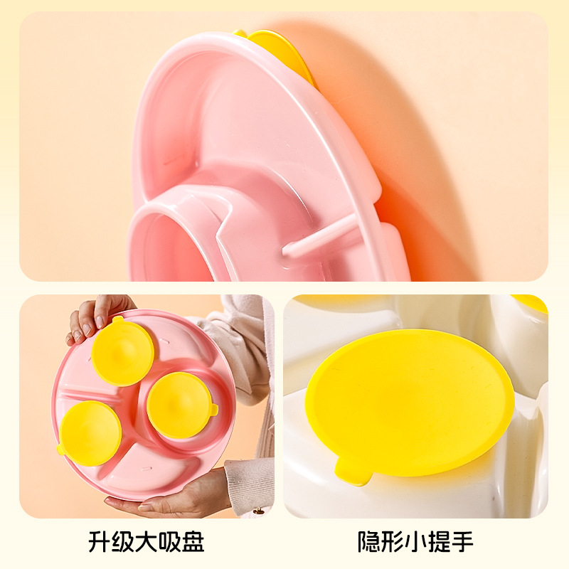 Plato de separación de plástico de paja de trigo, plato de comedor de reducción de grasa doméstico para niños con cubiertos para picnic, placa de alimentación saludable a prueba de caídas