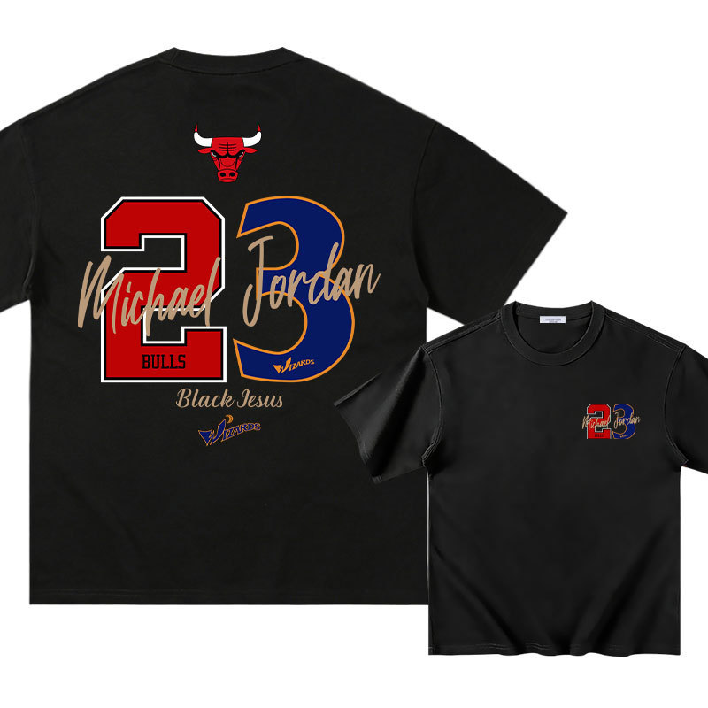 Joe Boss No. 23 Chicago Bulls Pure Cotton Short-Sleeve T-Shirt Men's Loose Top Base Shirt Summer Clothing Basketball Sports Joe Boss No. 23 Chicago Bulls Pure Cotton Short-Sleeve T-Shirt Men's Loose Top Base Shirt Summer Clothing Basketball Sports