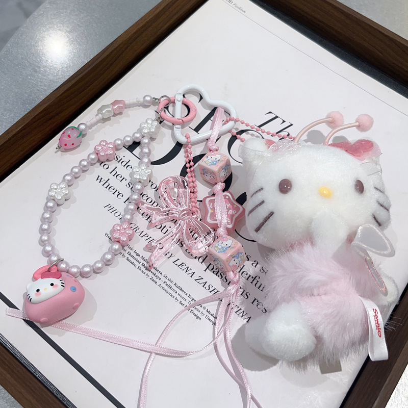 花田密语天使kt包挂粉色甜美系饰品百搭挂件少女心可爱钥匙扣新款|undefined