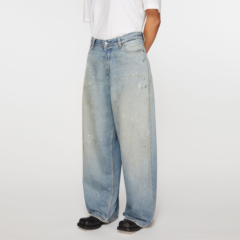 AC Washed Old Hand-painted Jeans Vintage Retro cleanfit Casual Straight Baggy Trendy Trendy Trousers