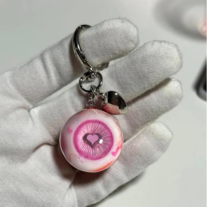 亚马逊新款饰品心形挂件万圣节眼睛钥匙扣欧美哥特风树脂恶魔之眼|undefined