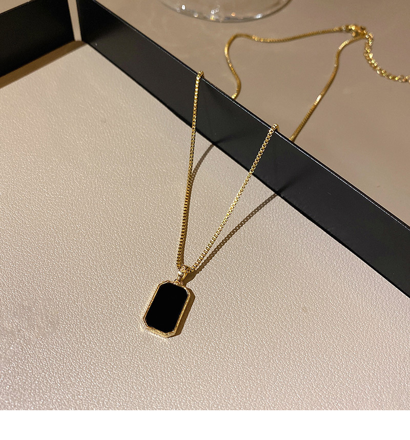 Simple Style Square Titanium Steel Enamel Necklace 1 Piece