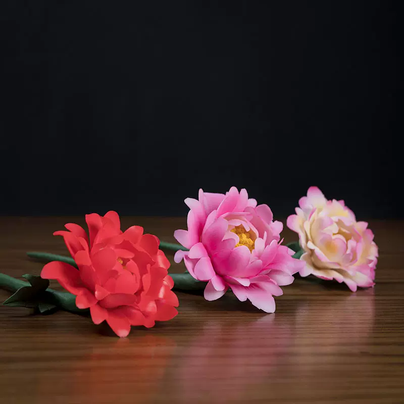 手工陶瓷仿真牡丹花客厅书房办公室花瓶插花茶几装饰摆件