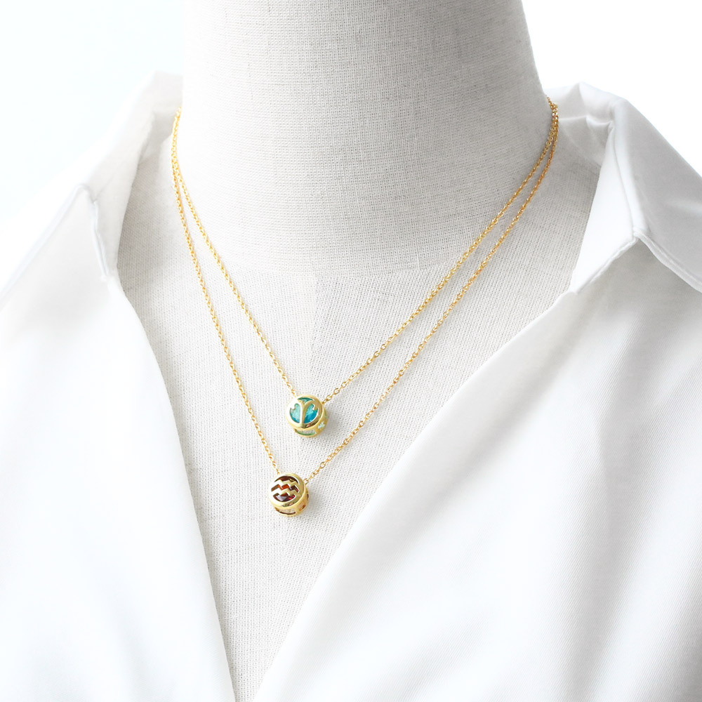 Collier signe astrologique avec zircon et pierre de naissance_voghion.com