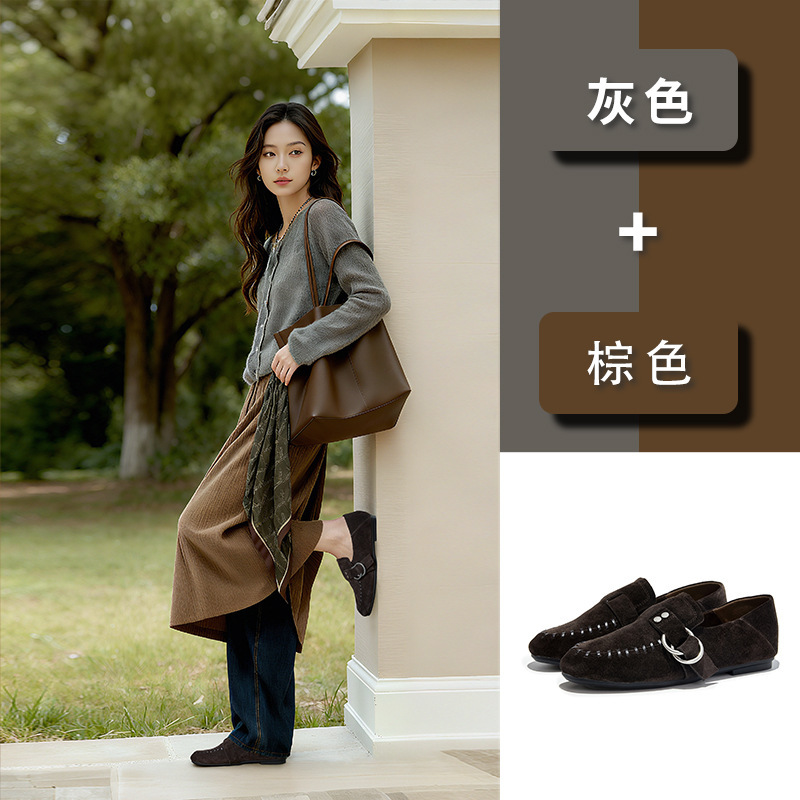 头层羊皮鞋垫两穿乐福鞋女2025秋季新款高级感真皮单鞋不累脚女鞋|undefined