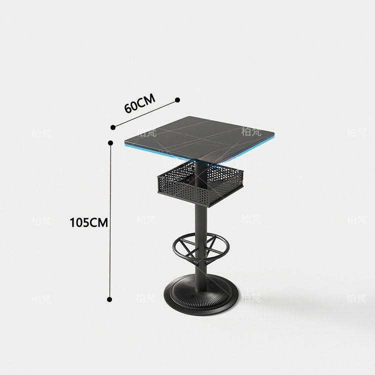 60 * 60 * 105h bar Mesa de mármol de imitación + cinturón de luz + pie de hierro