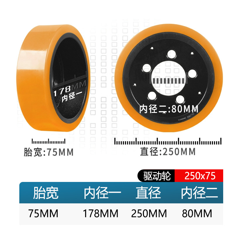 Rueda de carretilla elevadora eléctrica de fuerza resultante total de la fuerza de montaje de carretilla elevadora accesorios de carretilla elevadora rueda auxiliar rodante rueda motriz