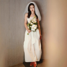 法式抹胸轻婚纱小个子简约缎面气质订婚白色礼服裙领证登记小白裙