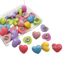 跨境新品批发创意图钉马卡龙爱心树脂可爱按钉装饰按钉大头钉盒装