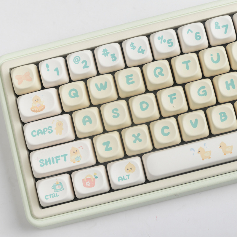 Outing Duck Keycap Cute Cartoon Moa Height Small Warp Sublimation Ningzhi Hi75 68 98 99 104 Pbt