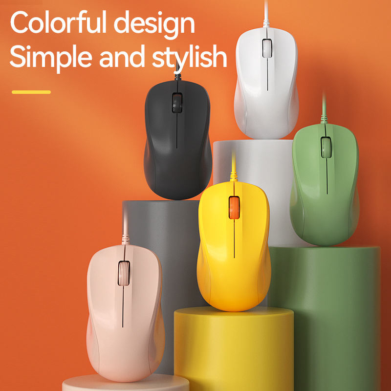 Bow M136U Wired Optical Mouse with Anti-Slip Design for Home and Office Use, Simple, Portable, Silent, Desktop