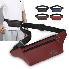 跨境新款腰包男轻薄户外跑步运动手机胸包PU皮简约便携单肩斜挎包