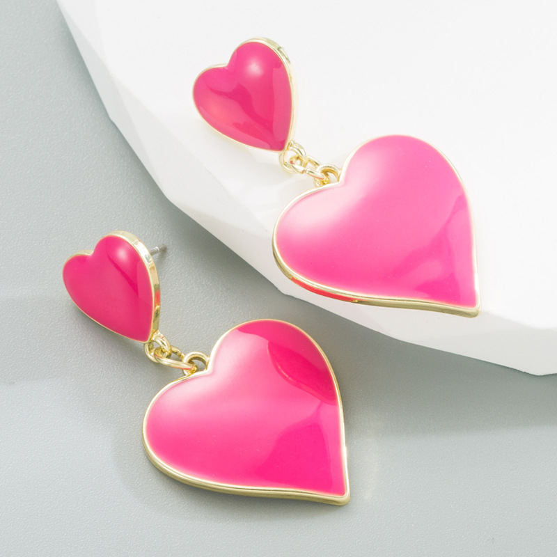 Fashion Heart Shape Alloy Patchwork Enamel Earrings display picture 5
