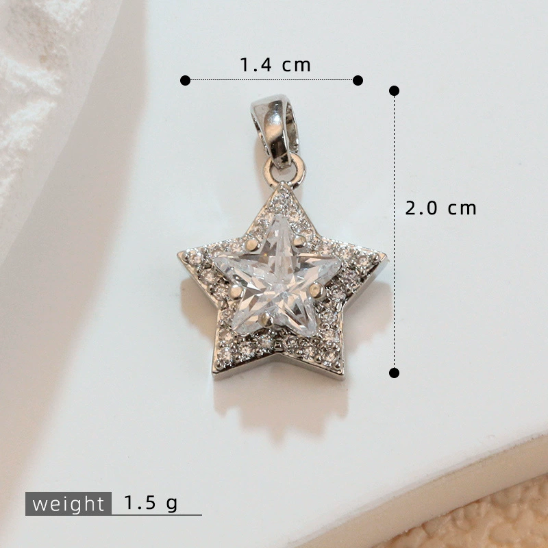 Серебренное подвесное ожерелье с звездой (18 карат) с микропаве камнями,DIY элегантный минималистичный аксессуар