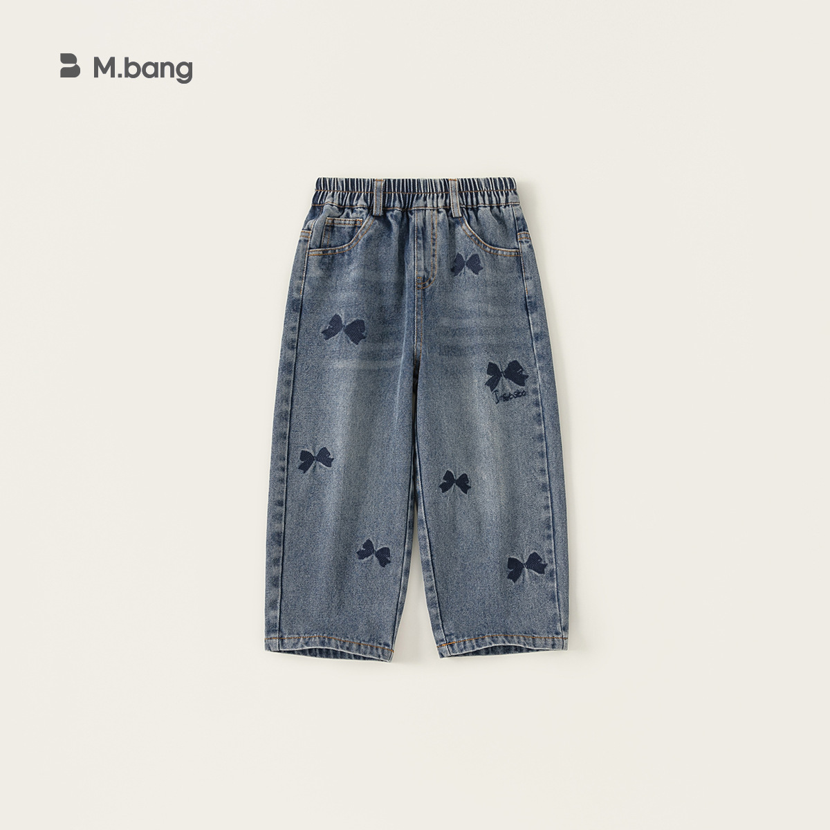 Pantalones Largos de Mezclilla para Niñas Youbao, Primavera 2026, Nuevo Estilo, Pantalones Rectos con Lazo para Niñas