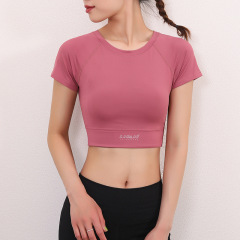 Yoga tops short-sleeve quick-dry tops revealing navel short fitness clothes sport T-shirt running elastic tight half-sleeve
