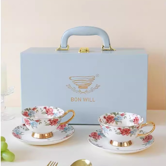 Will English Exquisito té de la tarde, taza de café, platillo, cerámica de porcelana china para el hogar, juego de lujo ultrafino y ligero, caja de regalo de alta gama